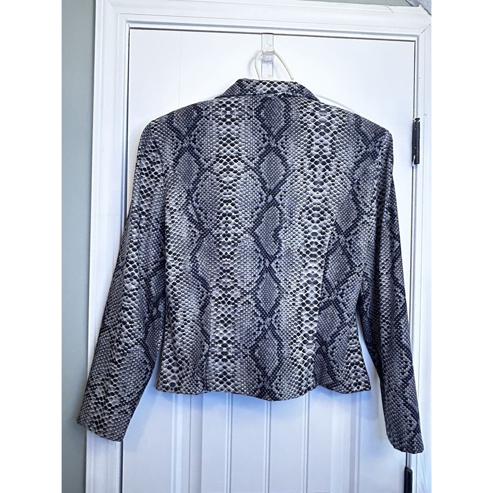 Positive Attitude Womens Size 14 Snake Print Zip Front Jacket Black Gray Career - Picture 14 of 15
